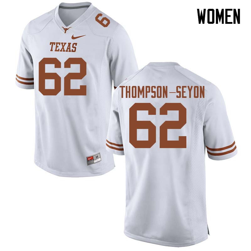 Women #62 Jeremy Thompson-Seyon Texas Longhorns College Football Jerseys Sale-White